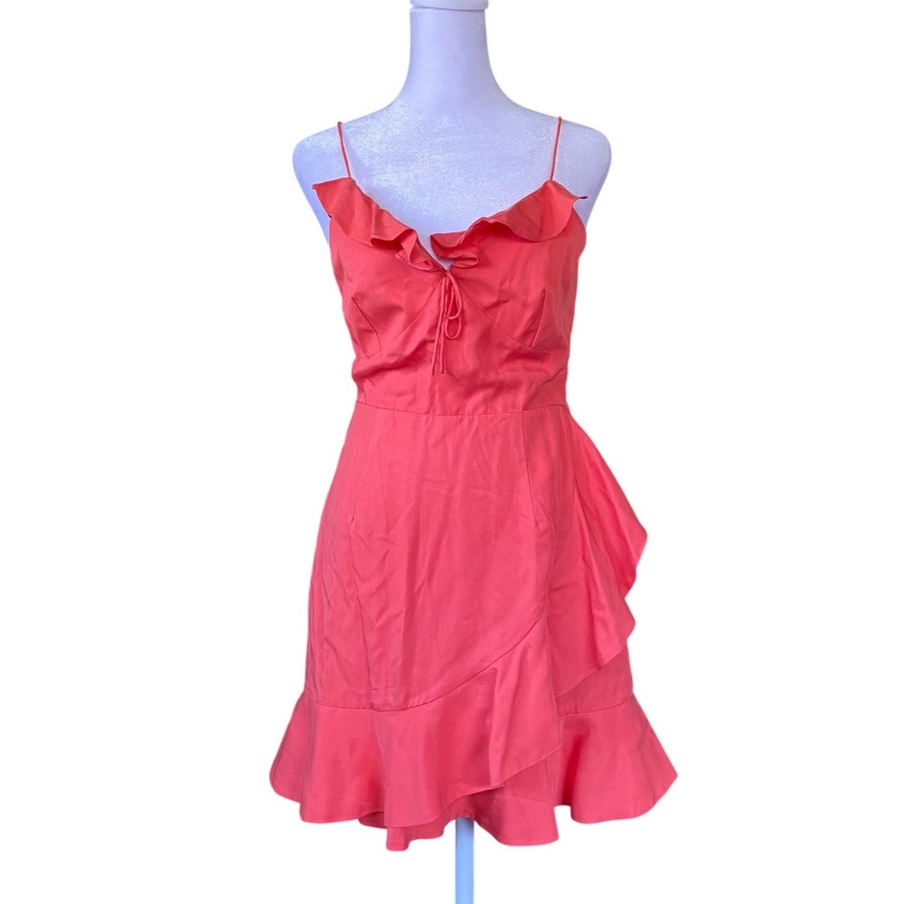 NBD Silk Ruffle Pink Mini Dress Small Cocktail Revolve Resortwear Beach Vacation